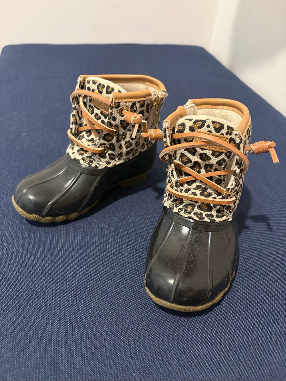 Sperry Toddler Leopard-Print Duck Boots - Black & Tan